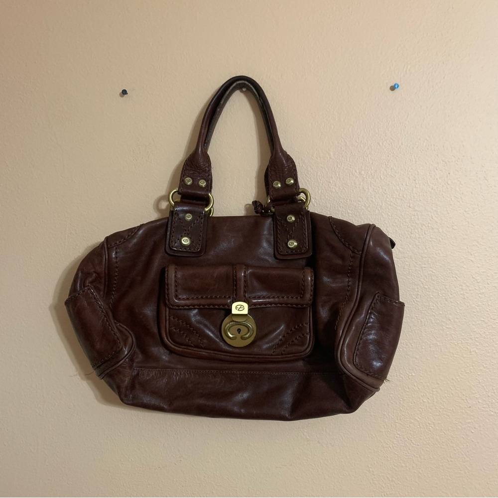 Francesco Biasia top handle purse/bag with lock & key Designer Leather